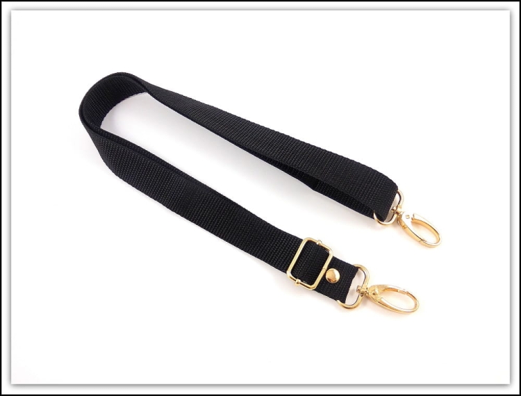 Pasek parciany regulowany do torebki i nerki - czarno-złoty